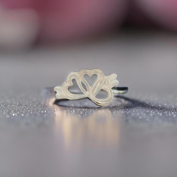 Tiffany & Co Estate Triple Heart Ring Size 6 Sterling Silver 2.2 Grams TIF809 - Picture 10 of 13